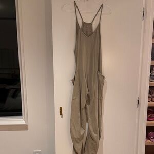 We The Free Olive-Taupe Relaxed Strap Jumpsuit